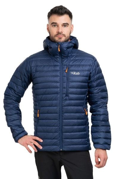 Kurtka puchowa męska Rab Microlight Alpine Jacket z kapturem. Brązowe kurtki RAB, m, bez wzorów, z materiału, z kapturem. Za 1,099.99 zł.
