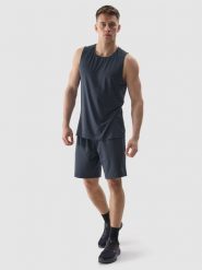 4F Spodenki treningowe szybkoschnące męskie - granatowe S. Niebieskie krótkie spodenki sportowe 4F, l, bez wzorów, z dzianiny. W wyprzedaży za 69.99 zł.