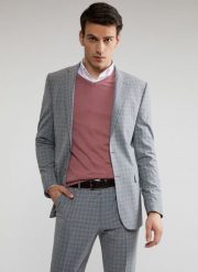 PAKO LORENTE – Szara marynarka garniturowa P22SF-3G-008-S-S. Szare garnitury Pako Lorente, na ślub cywilny, s, bez wzorów, z elastanu. Za 649.99 zł.