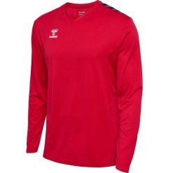 Dżersej z długim rękawem Hummel Authentic Pl. Czerwone bluzki z długim rękawem Hummel, bez wzorów, z dżerseju, bez kołnierzyka, bez ramiączek. Za 193.50 zł.