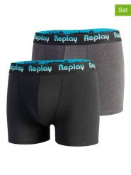 Replay Underwear Bokserki (2 pary) w kolorze szarym i czarnym rozmiar: S. Czarne bokserki Replay Underwear, s, bez wzorów. Za 43.99 zł.