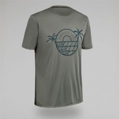 Koszulka UV surfingowa męska Olaian Water T-shirt krótki rękaw. Szare bluzki z długim rękawem OLAIAN, m, bez wzorów, z dzianiny, bez kołnierzyka, bez ramiączek. Za 49.99 zł.