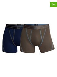 CR7 Bokserki (2 pary) w kolorze granatowo-brązowym rozmiar: M. Brązowe bokserki CR7, m, bez wzorów. Za 39.99 zł.