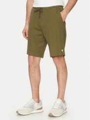 Guess Szorty sportowe F5GD00 KC5Y1 Khaki Regular Fit. Brązowe krótkie spodenki sportowe Guess, m, z aplikacjami, z bawełny. Za 209.99 zł.