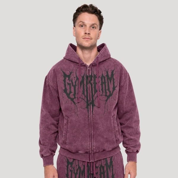 Bluza męska fitness z kapturem i zamkiem Abyss. Czerwone bluzy z kapturem GYMBEAM, l, bez wzorów, z bawełny, z kapturem. Za 143.90 zł.