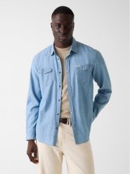 Guess Koszula 183286 Niebieski Classic Fit. Niebieskie koszule Guess, m, z aplikacjami, bez kołnierzyka, bez ramiączek. Za 434.99 zł.