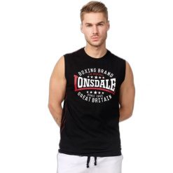 Tank top Lonsdale St.Agnes. Czarne bezrękawniki Lonsdale, bez wzorów, bez kołnierzyka, bez ramiączek. Za 104.00 zł.