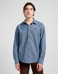 MESKA KOSZULA LEE PATCH SHIRT RINSE 112370569. Koszule Lee, s, bez wzorów, bez kołnierzyka, bez ramiączek. Za 169.99 zł.
