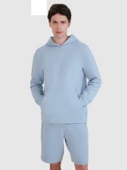 4F Bluza dresowa nierozpinana z kapturem męska - niebieska M. Niebieskie bluzy z kapturem 4F, m, bez wzorów, z bawełny, z kapturem. Za 159.99 zł.