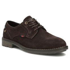 Skórzane półbuty męskie casual zamsz ciemny brąz Filippo MP8317. Eleganckie półbuty Filippo, bez wzorów, ze skóry, bez obcasa, bez zapięcia. Za 189.99 zł.