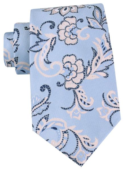 Męski Krawat - Chattier - Błękit z Kwiatowym Wzorem. Niebieskie krawaty i muchy Chattier, bez wzorów, z tkaniny. Za 55.00 zł.