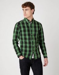 MĘSKA KOSZULA WRANGLER LS 1 PKT BUTTON DOWN ARTICHOKE GREEN W5F34MG14 112130123. Zielone koszule Wrangler, m, bez wzorów, bez kołnierzyka, bez ramiączek. Za 129.99 zł.