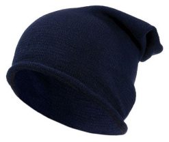 Granatowa Męska Jesienno-Zimowa Czapka, Krasnal, Ciepła, Uniwersalny Rozmiar, Długa. Niebieskie czapki zimowe Pako Jeans, bez wzorów, ze splotem. Za 35.00 zł.