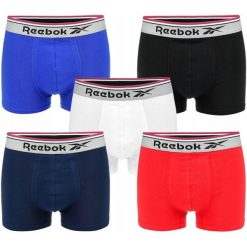 Bokserki majtki męskie bawełna 5 par REEBOK SPORTS TRUNK CATHAL. Niebieskie bokserki Reebok, m, bez wzorów, z bawełny. Za 142.00 zł.