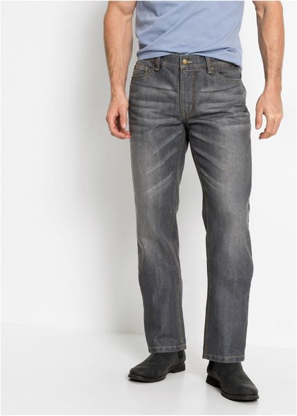 Dżinsy ze stretchem regular fit, straight. Czarne jeansy bonprix, m. Za 129.99 zł.
