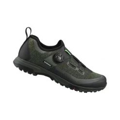 Buty Shimano SH-ET701. Zielone buty turystyczne Shimano, bez wzorów, z materiału, bez zapięcia, rowerowe. Za 753.00 zł.