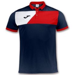Koszulka polo męska Joma CREW II granatowo-czerwona. Niebieskie koszulki polo Joma, m, bez wzorów, bez kołnierzyka, bez ramiączek. W wyprzedaży za 69.99 zł.