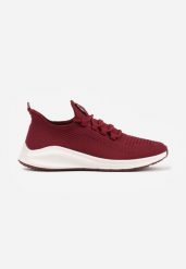 Bordowe Buty Sportowe Sneakersy na Tłoczonej Podeszwie Karill. Czerwone buty sportowe casual Born2be, bez wzorów, bez zapięcia. Za 64.99 zł.