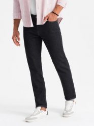 Klasyczne męskie spodnie jeansowe REGULAR FIT – czarne V2 - Rozmiar: L. Czarne sztyblety Ombre Clothing, z aplikacjami, z bawełny, bez obcasa, bez zapięcia. W wyprzedaży za 89.99 zł.