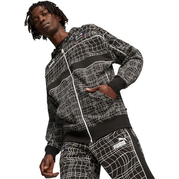 Bluza z kapturem męskie Puma Bmw Mms Camo Sds Hooded Sweat Jacket. Czarne bluzy Puma, l, bez wzorów, z bawełny, z kapturem. Za 590.00 zł.