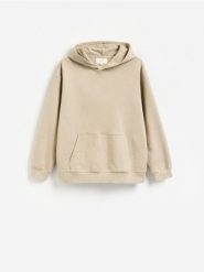 Gładka bluza z kapturem - oliwkowy. Zielone bluzy z kapturem Reserved, l, bez wzorów, z bawełny, z kapturem. Za 159.99 zł.