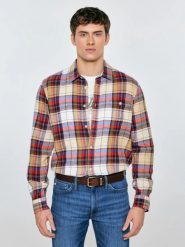 Koszula męska flanelowa wielokolorowa Flaneno 603. Czerwone koszule BIG STAR, l, bez wzorów, bez kołnierzyka, bez ramiączek. Za 229.99 zł.