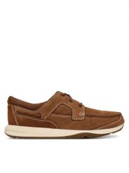 Clarks Półbuty Sailview Lace 26176971 Brązowy. Brązowe eleganckie półbuty Clarks, bez wzorów, z nubiku, bez obcasa, bez zapięcia. Za 389.99 zł.