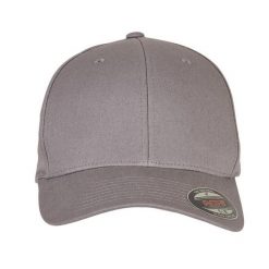 Czapka Z Daszkiem Z Bawełnianego Twillu. Szare czapki z daszkiem FLEXFIT, bez wzorów, z bawełny. Za 80.99 zł.