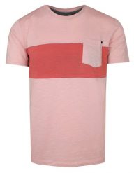 T-Shirt Różowy w Pasy, z Kieszonką, Męski, Koszulka, Krótki Rękaw, U-neck. Czerwone bluzki z długim rękawem Porthal, l, bez wzorów, z bawełny, bez kołnierzyka, bez ramiączek. Za 115.00 zł.