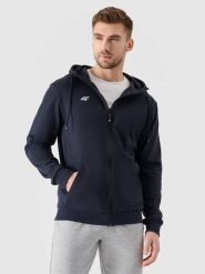 4F Bluza dresowa rozpinana z kapturem męska - granatowa XXL. Niebieskie bluzy 4F, m, bez wzorów, z bawełny, z kapturem. Za 189.99 zł.