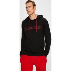 Diesel - Bluza. Brązowe bluzy z kapturem marki Diesel, z nadrukiem, z bawełny. Za 229.90 zł.
