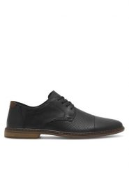 Rieker Półbuty 13427-00 Czarny. Czarne eleganckie półbuty Rieker, bez wzorów, ze skóry, bez obcasa, bez zapięcia. Za 359.99 zł.