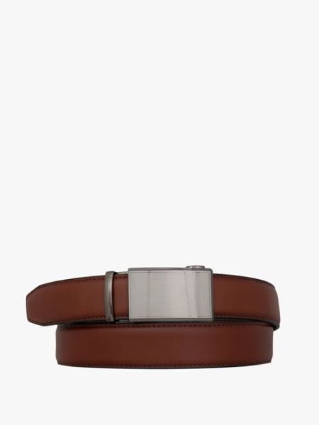 Brązowy pasek ze skóry licowej. Brązowe paski Ryłko, bez wzorów, ze skóry, klasyczne. Za 129.99 zł.