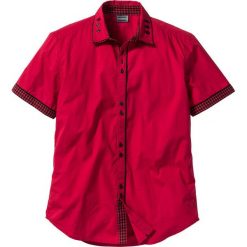 Koszula z krótkim rękawem Slim Fit bonprix ciemnoczerwony. Czerwone koszule bonprix, l, bez wzorów, bez kołnierzyka, bez ramiączek. Za 89.99 zł.