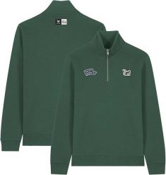 Bluza z zamkiem 1/4 – Polo – Organiczna – Dla dorosłych (zielona). Zielone bluzy z kapturem SURF MONKEY, xl, z aplikacjami, z bawełny, bez kaptura. Za 349.95 zł.