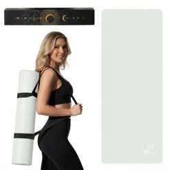 Mata do jogi minimalistyczna Fit.me 4mm kauczuk. Białe paski FIT.ME, bez wzorów, z kauczuku, sportowe. Za 149.95 zł.