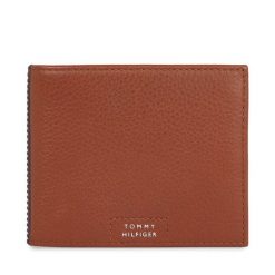 Portfel Tommy Hilfiger. Brązowe portfele Tommy Hilfiger, bez wzorów. Za 279.99 zł.