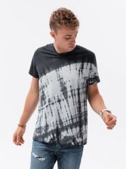 T-shirt męski bawełniany TIE DYE - grafitowy V1 S1617 - L. Szare t-shirty Ombre Clothing, l, bez wzorów, z bawełny, bez kołnierzyka, bez ramiączek. W wyprzedaży za 29.99 zł.