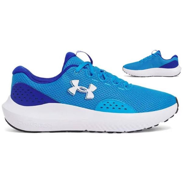Buty sportowe męskie Under Armour Charged Surge. Niebieskie buty do biegania Under Armour, bez wzorów, bez zapięcia, do biegania. Za 180.99 zł.