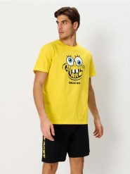 Piżama dwuczęściowa SpongeBob - czarny. Czarne piżamy Sinsay, l, bez wzorów, bez ramiączek. Za 49.99 zł.
