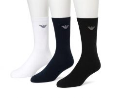 Skarpety męskie Emporio Armani Calza 3-Pack. Białe skarpety Emporio Armani Connected, bez wzorów, z bawełny. Za 93.90 zł.