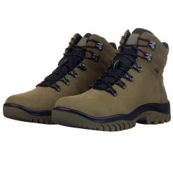 Męskie Skórzane Buty Turystyczne H255. Zielone buty turystyczne 4F, bez wzorów, bez zapięcia, trekkingowe. Za 589.99 zł.