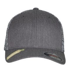 Melanżowa Czapka Trucker Cap. Czarne czapki z daszkiem FLEXFIT, bez wzorów. Za 84.99 zł.