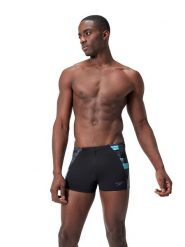 Speedo Kąpielówki "Eco+ Max" w kolorze czarno-szaro-błękitnym rozmiar: 8. Czarne kąpielówki Speedo, bez wzorów, z materiału. Za 106.13 zł.