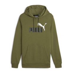 Bluza męska PUMA Essentials+ Two-Tone Big Logo Hoodie TR. Zielone bluzy Puma, m, bez wzorów, bez kaptura. Za 179.99 zł.