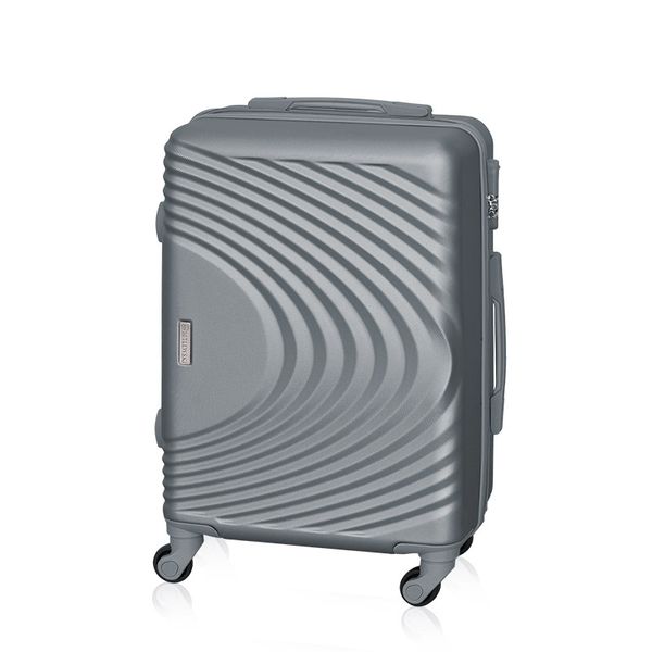 Walizka podróżna BETLEWSKI BWA-055 S srebrna. Szare walizki Betlewski, bez wzorów, z materiału. Za 149.99 zł.