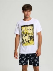 Piżama dwuczęściowa Pokémon - biały. Białe piżamy Sinsay, l, bez wzorów, bez ramiączek. Za 49.99 zł.
