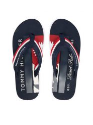 Tommy Hilfiger Japonki Patch Hilfiger Beach Sandal FM0FM05903 Granatowy. Niebieskie japonki Tommy Hilfiger, bez wzorów, z materiału. Za 169.99 zł.