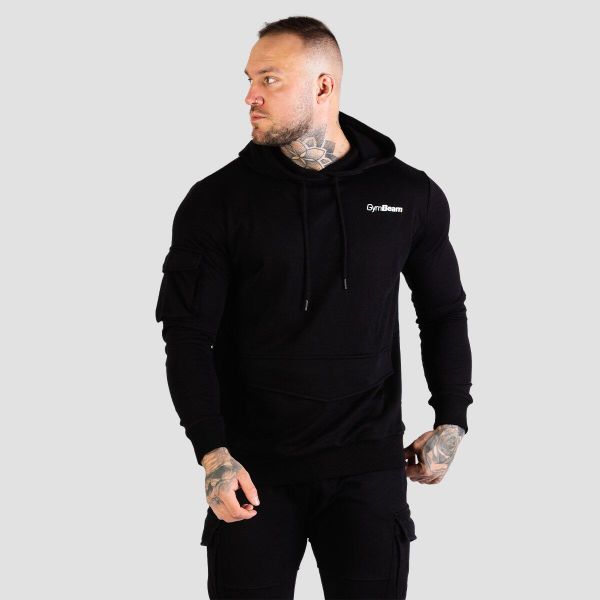 Bluza męska fitness z kapturem TRN. Czarne bluzy z kapturem GYMBEAM, l, bez wzorów, z bawełny, z kapturem. Za 115.90 zł.