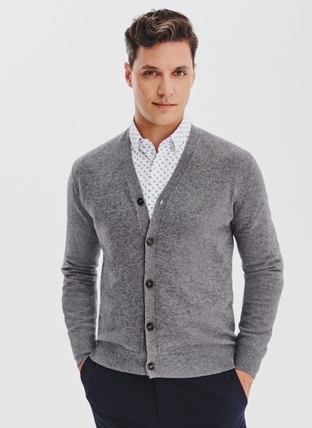 PAKO LORENTE - Męski kardigan w szarym kolorze. Szare swetry rozpinane Pako Lorente, na jesień, l, bez wzorów, z bawełny, bez kołnierzyka, bez ramiączek. Za 199.99 zł.